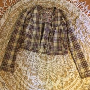 FREE PEOPLE plaid button light jacket/ shirt